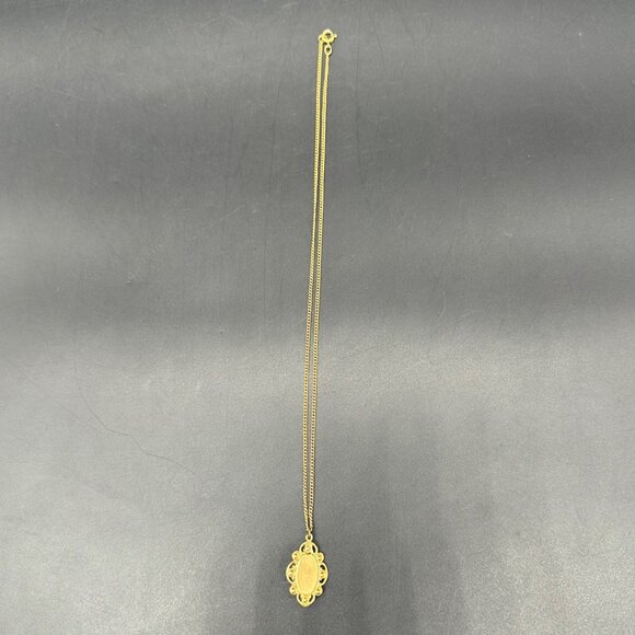 Vintage Moon Glow Necklace Victorian Style Turquoise Gold Tone Pendant Retro - Picture 4 of 8